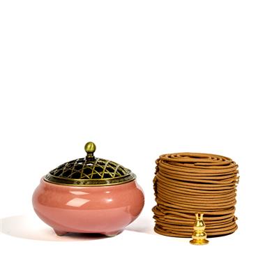 Kimbie Home Incense Ceramic holder & Sandalwood Incence Coil