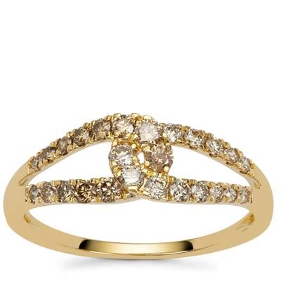 Ombre Champagne Diamonds Ring in 9K Gold 0.53ct