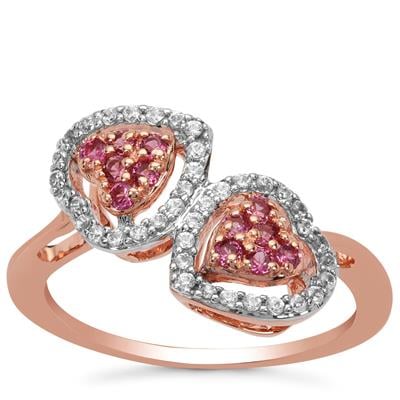 Kaffe Tourmaline Ring with White Zircon in 9K Rose Gold 0.50ct