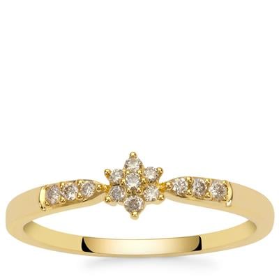 Golden Ivory Diamond Ring in 9K Gold 0.15ct