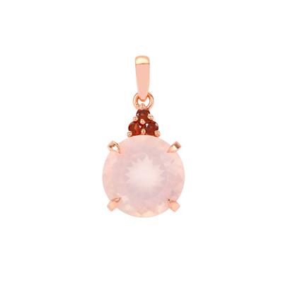 Rose Quartz Pendant with Rajasthan Garnet in Rose Gold Plated Sterling Silver 10.20cts