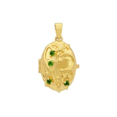 Chrome Diopside Imperial Love Locket Pendant in Gold Plated Sterling 0.30cts