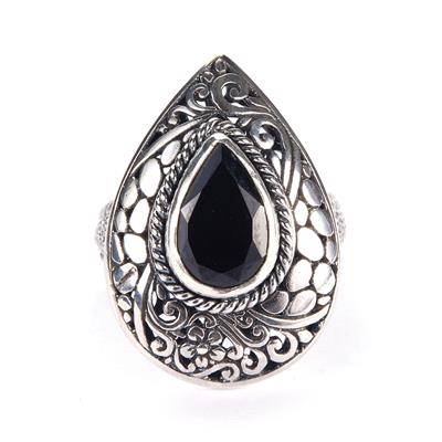 Black Spinel Ring in Sterling Silver 4.50cts