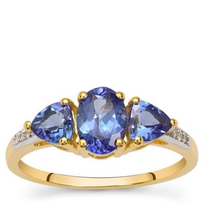 AA Tanzanite Ring with White Zircon in 9K Gold 1.55cts