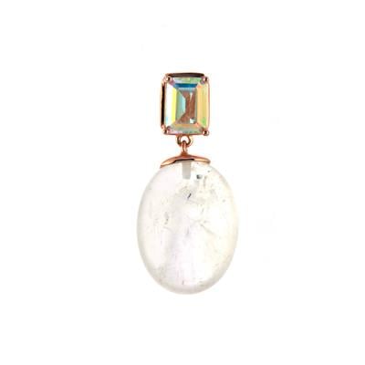 Mercury Mystic Topaz Pendant with Moonstone in Rose Gold Tone Sterling Silver 17.85cts