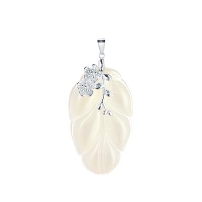 Ice Chalcedony Leaf Pendant in Sterling Silver 60cts