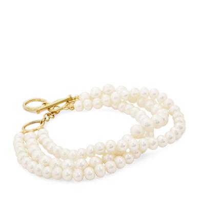 Kaori Cultured Pearl Bracelet in Gold Plated Sterling Silver (5x6mm)