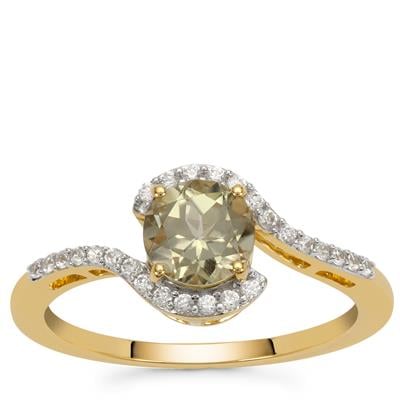 Csarite® Ring with White Zircon in 9K Gold 1cts