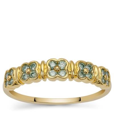 Seafoam Green Diamonds Ring in 9K Gold 0.33cts