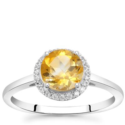 Diamantina Citrine Ring with White Zircon in Sterling Silver 1.35cts