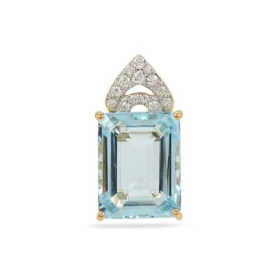 Aquamarine Pendant with Diamonds in 18K Gold 5.67cts
