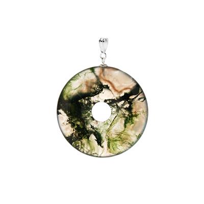 Moss Agate Pendant in Sterling Silver 80cts