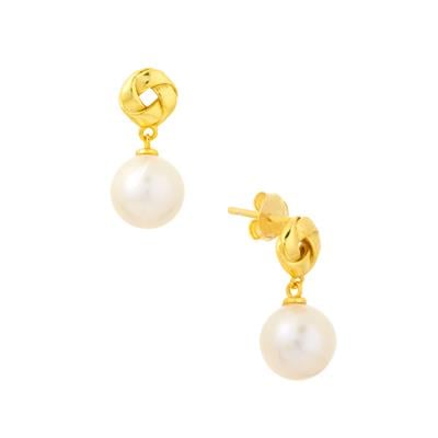 Freshwater Cultured Pearl Earrings in Gold Tone Sterling Silver (8.50 MM)