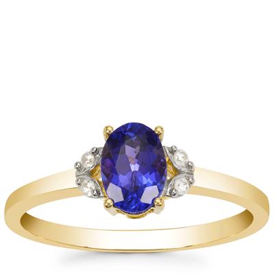 Tanzanite Ring with White Zircon in 9K Gold 0.90cts