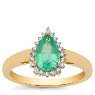 Ethiopian Emerald Ring with Diamonds in 18K Gold 1.19cts