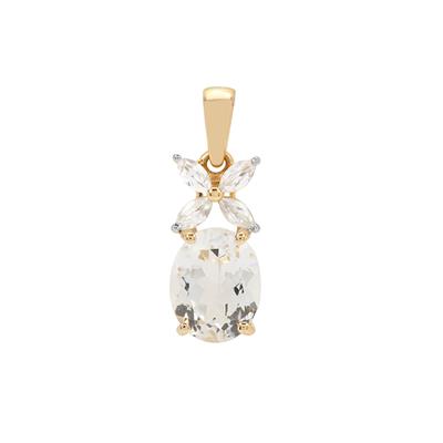 Himalayan Beryl Pendant with White Zircon in 9K Gold 2.65cts