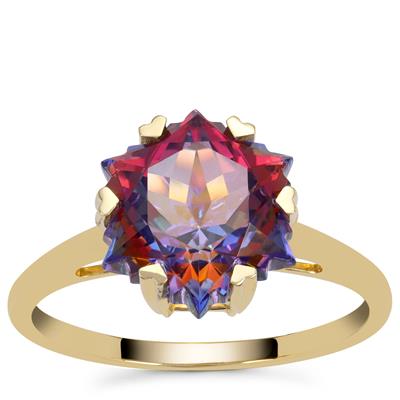  Wobito Snowflake Cut Cosmic Crimson Red Topaz Ring in 9K Gold 5.80cts