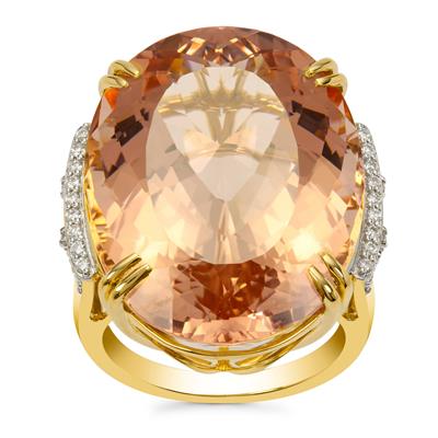 AAAA Morganite Ring with Diamonds in 18K Gold 36.33cts 