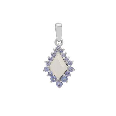 Rainbow Moonstone Pendant with Tanzanite in Sterling Silver 1.90cts