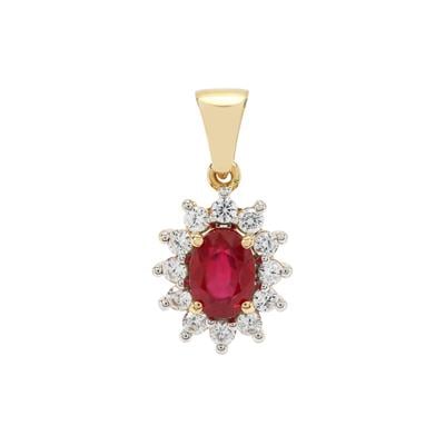 Bemainty Ruby Pendant with White Zircon in 9K Gold 1.95cts