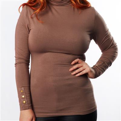 Destello High Neck Top (Taupe Brown) (Choice of 6 Sizes)