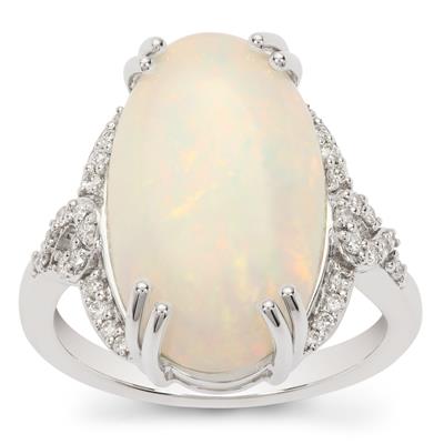 Ethiopian Opal Ring with Diamonds in Platinum 950 8cts