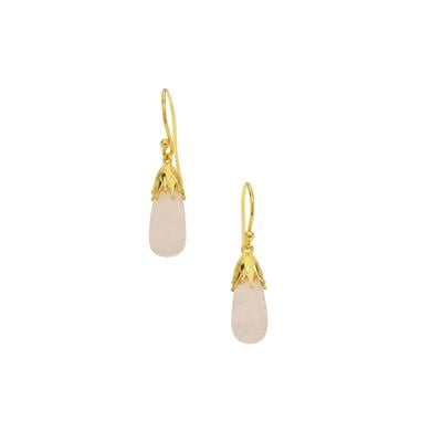 Rose Quartz Earrings in Gold Plated Sterling Silver 11.90cts