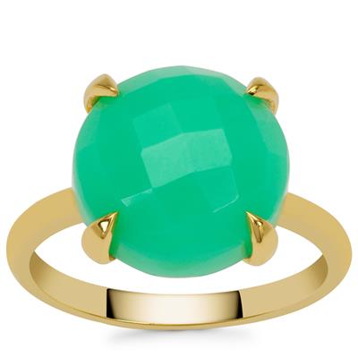 Chrysoprase Ring in Gold Plated Sterling Silver 6.55cts