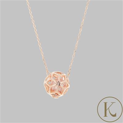 Kimbie Freshwater Cultured Pearl Heart Caged Necklace In Rose Gold Plated Sterling Silver (8x8mm)
