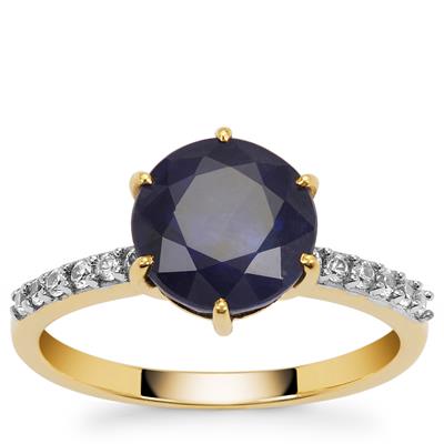 Thai Sapphire Ring with White Zircon in 9K Gold 4.85cts (F)