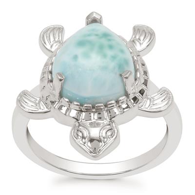 Larimar Turtle Ring in Sterling Silver 3.50cts