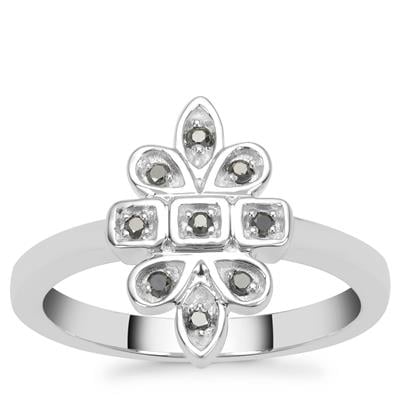 Black Diamond Ring in Sterling Silver 0.10ct