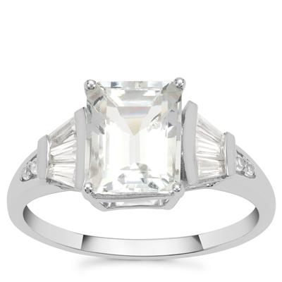 Himalayan Beryl Ring with White Zircon in 9K White Gold 2.60cts