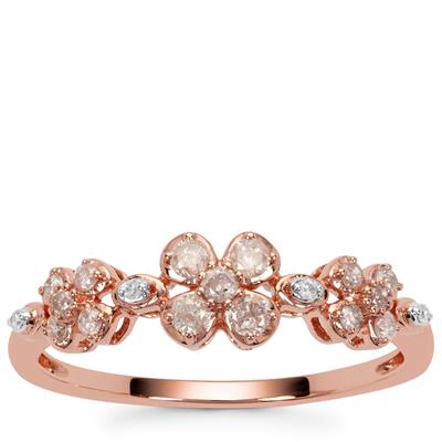 Pink Diamonds Ring with White Diamonds in 9K Rose Gold 0.28ct