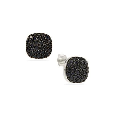 No Heat Midnight Blue Sapphire Earrings in Sterling Silver 1.25cts