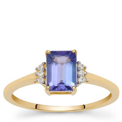 AA Tanzanite Ring with White Zircon in 9K Gold 1cts 