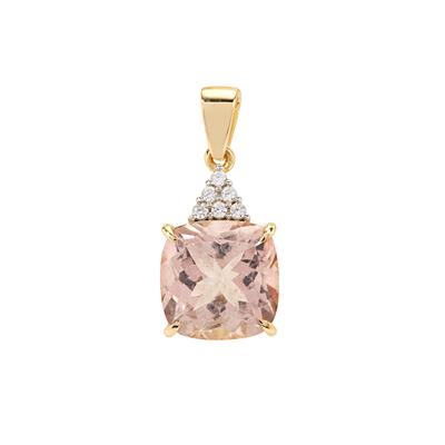 Teófilo Blush Pink Topaz Pendant with White Zircon in 9K Gold 7.25cts