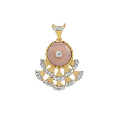 Peruvian Pink Opal Pendant with White Topaz in Gold Plated Sterling Silver 2.30cts