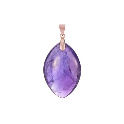 African Amethyst Pendant in Rose Tone Sterling Silver 34.85cts