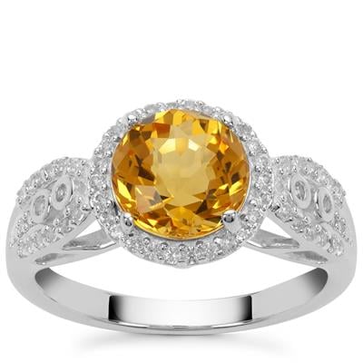 Diamantina Citrine Ring with White Zircon in Sterling Silver 2.65cts