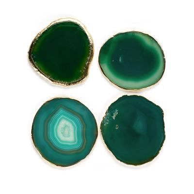 Set of 4 Green Agate Coasters  330cts