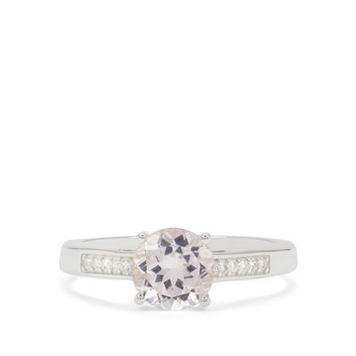 Alto Ligonha Morganite Ring with White Zircon in Sterling Silver 1.25cts