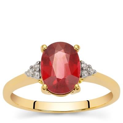 Malawi Garnet Ring with White Zircon in 9K Gold 2.80cts