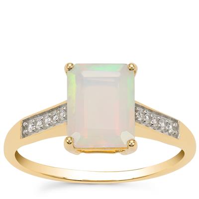 Ethiopian Opal Ring with White Zircon in 9K Gold 1.45cts