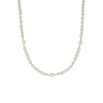 Aquamarine Necklace with Freshwater Cultured Pearl in Sterling Silver 