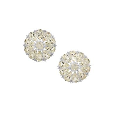 Plush Diamond Sunstone & White Zircon Sterling Silver Earrings ATGW 4.45cts