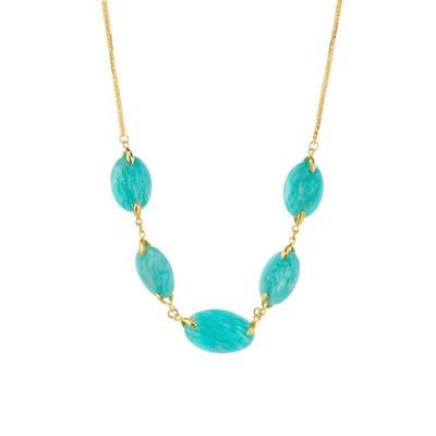 Amazonite Necklace in Gold Tone Sterling Silver 71cts 