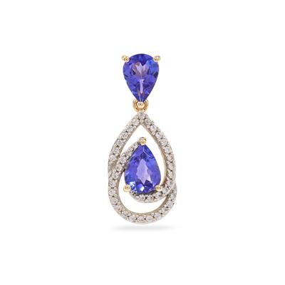 AAA Tanzanite Pendant with White Zircon in 9K Gold 1.75cts
