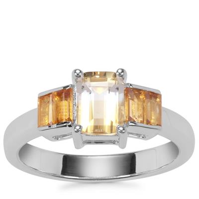Bi Colour Citrine Ring with Diamantina Citrine in Sterling Silver 1.35cts