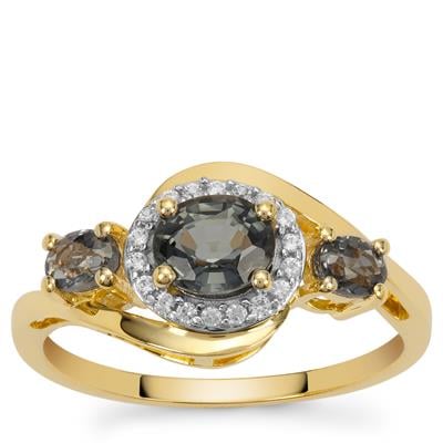 Burmese Spinel Ring with White Zircon in 9K Gold 1.45cts